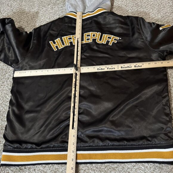 Harry Potter Hufflepuff Jacket Mens XL Black Gold Varsity Hooded House Crest XL - Picture 8 of 10